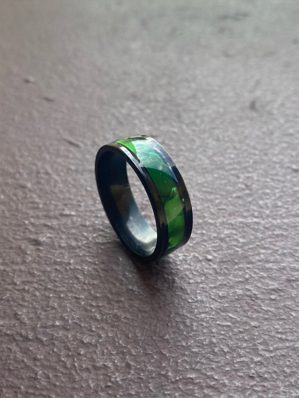 Black Inlay Green Forest Tungsten Steel Wedding Band Size 14